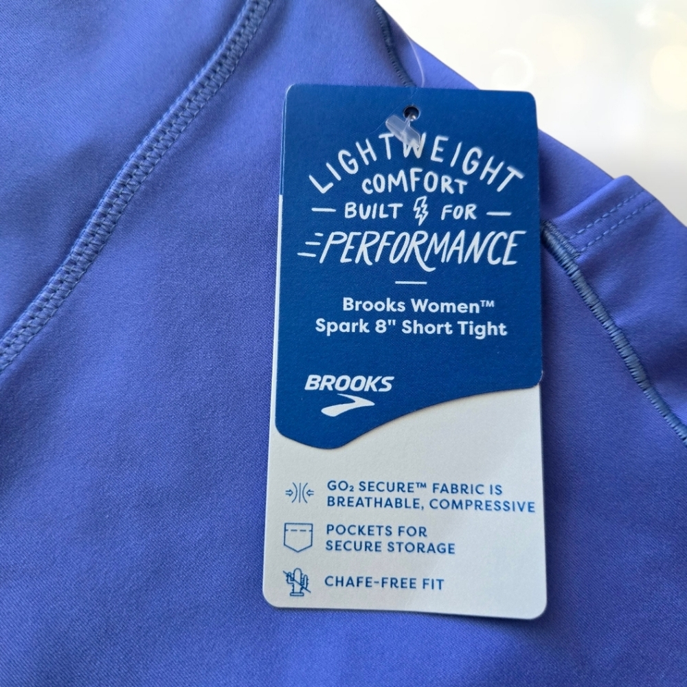 Brooks Women's Spark 8" Short Tight running Size L BLUEBELL - Picture 6 of 7